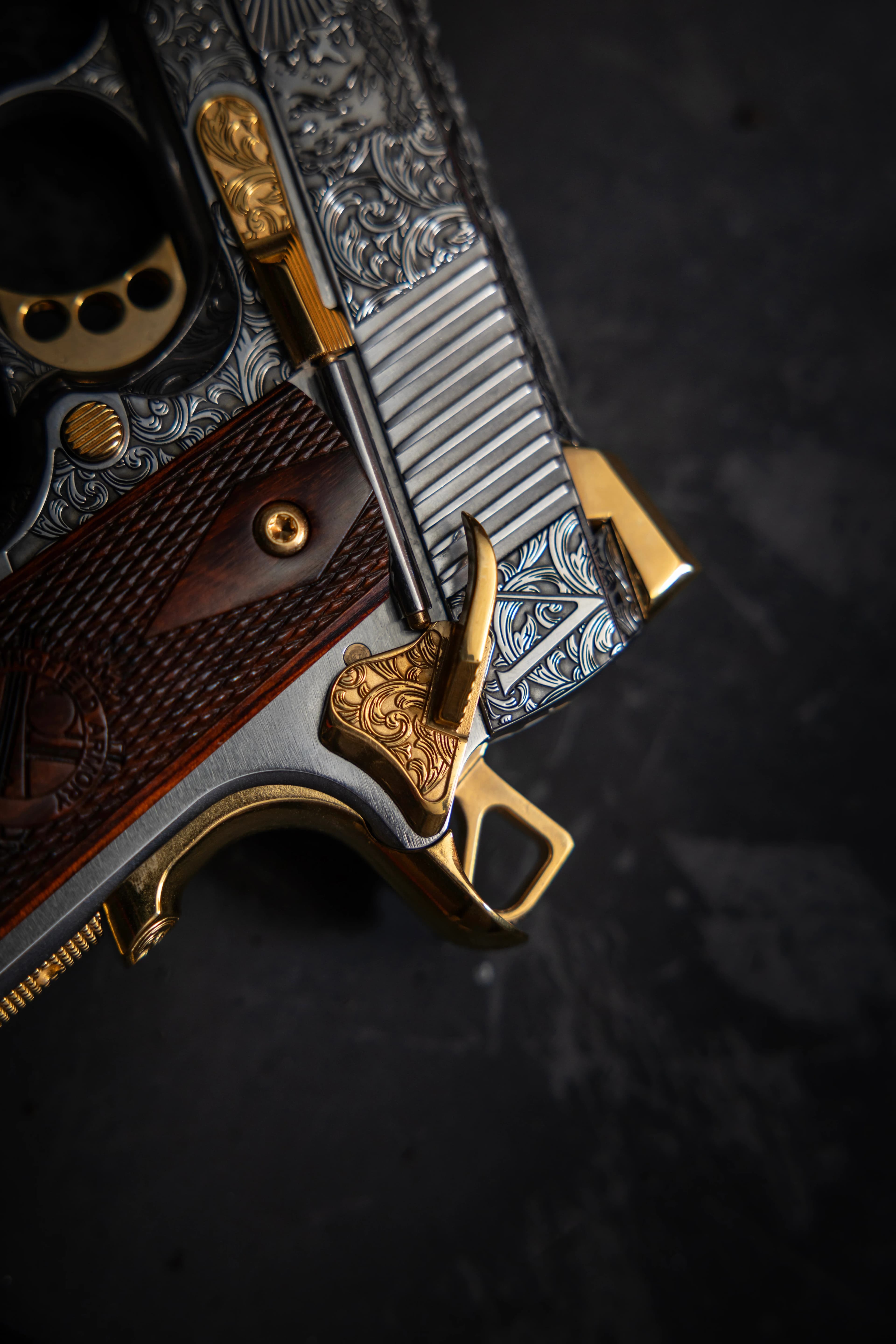 Jesus is King 1911 — grip and trigger detail